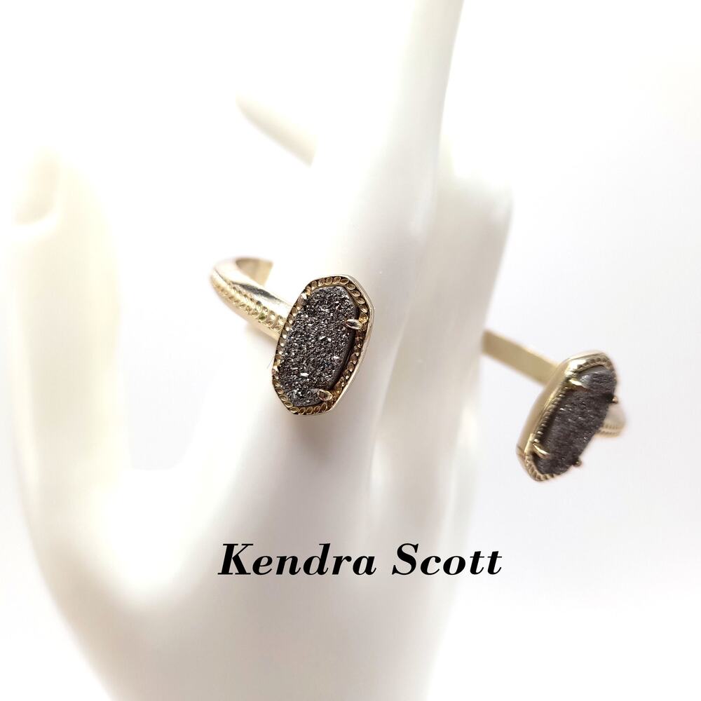 Kendra Scott Elton Cuff Bracelet, Drusy Stones, Gold Tone, 5 3/4 Inches